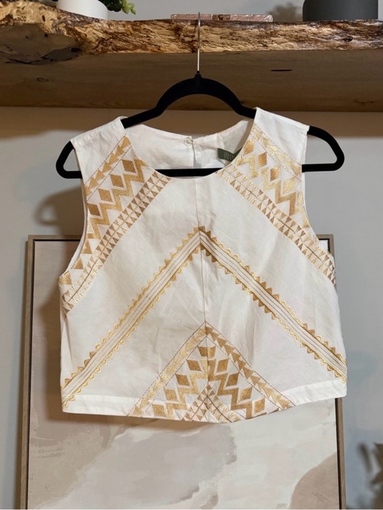 Tops - 100% Greek Linen Gold Embroidered Top